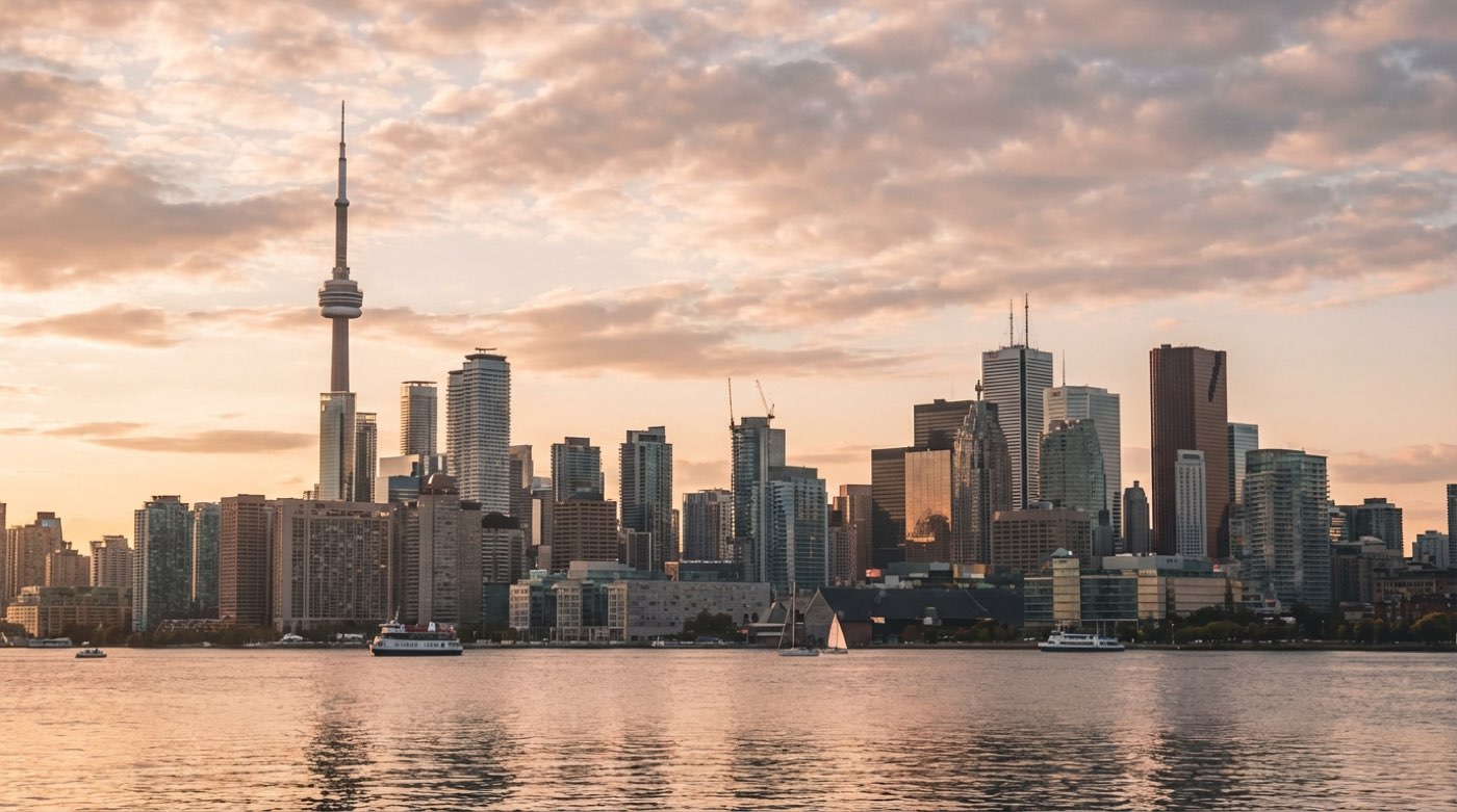 Toronto skyline at golden hour